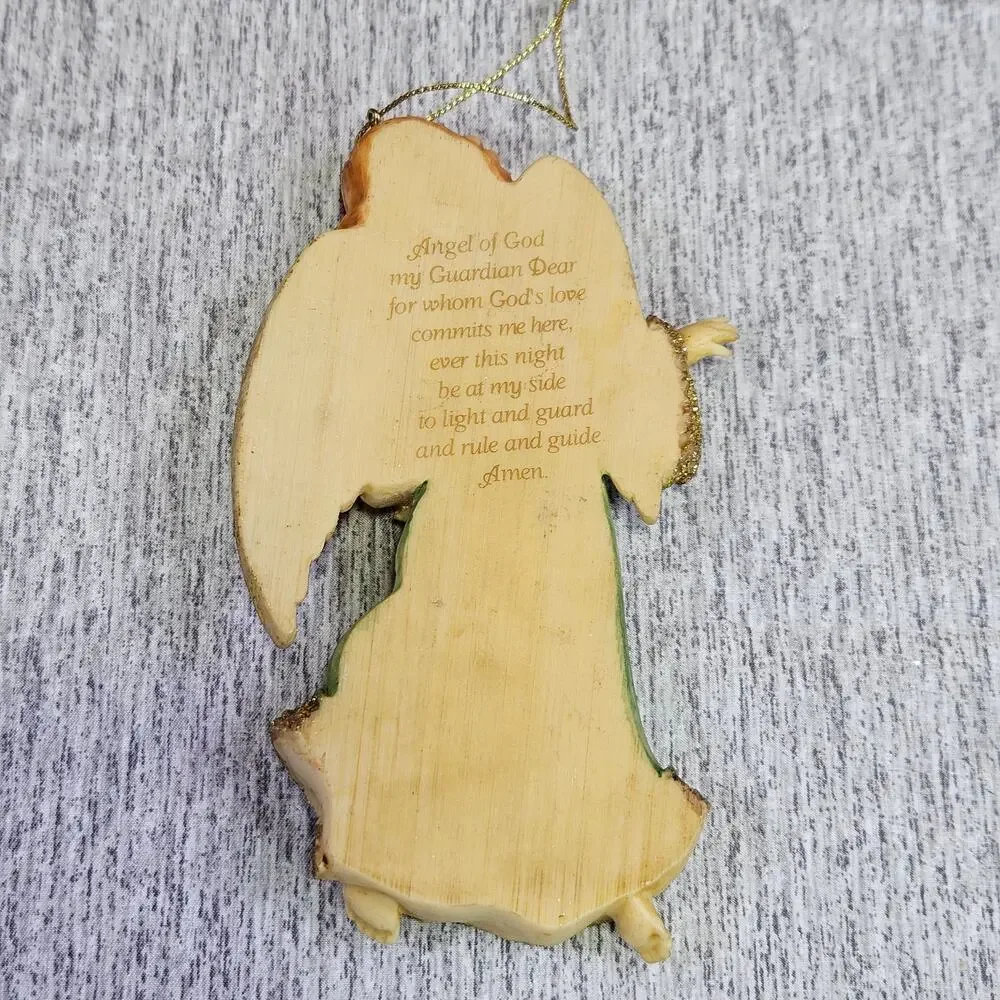 VTG Christmas Tree Ornament Angel of God Religious Guardian Angel Prayer 90s